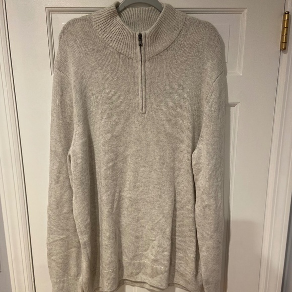Sonoma Men’s XXL Light Gray Mock Neck 1/4 Zip Sweater – Cotton/Acrylic Blend - Picture 1 of 6